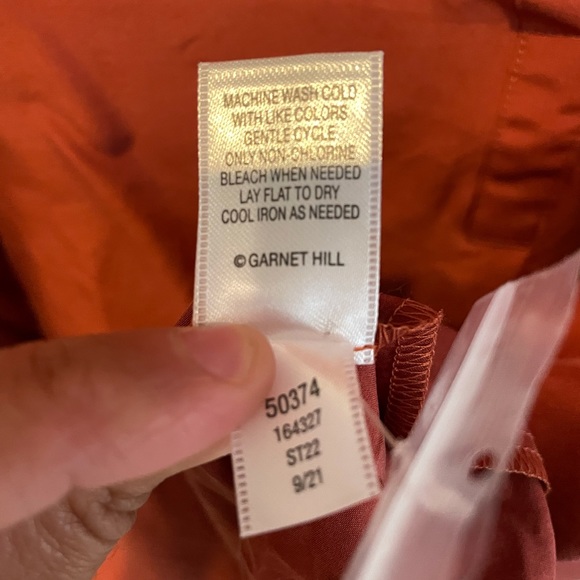 Garnet Hill 100% Silk Burnt Orange Relaxed Blouse Size L Large - Picture 7 of 8